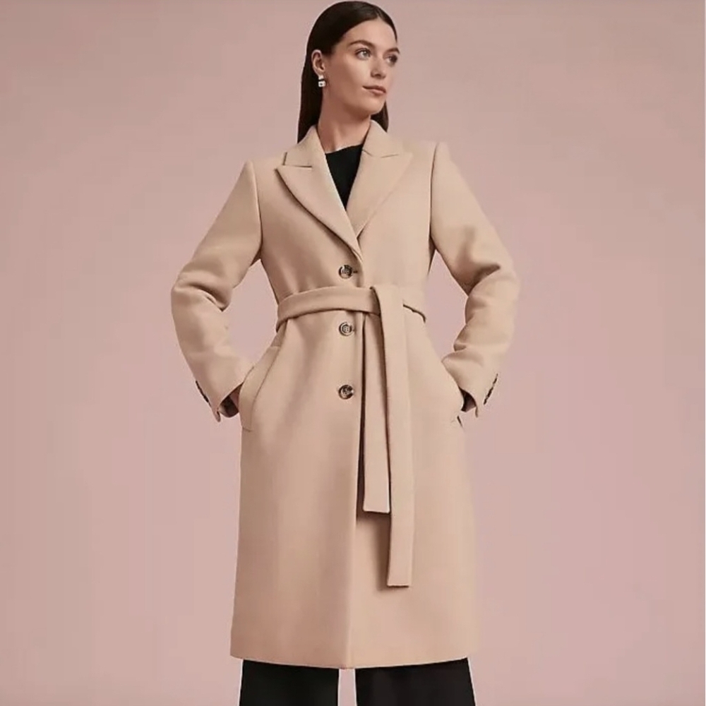 NWOT ANN TAYLOR CAFE AU LAIT WOOL BLEND Women's Belted Coat